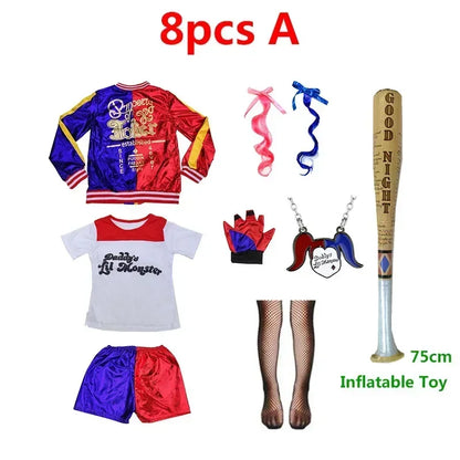 2026 N Top Quality Girls  Suicide Harley Cosplay Costumes  Monster Stitched Jacket Pants Sets Halloween Costume