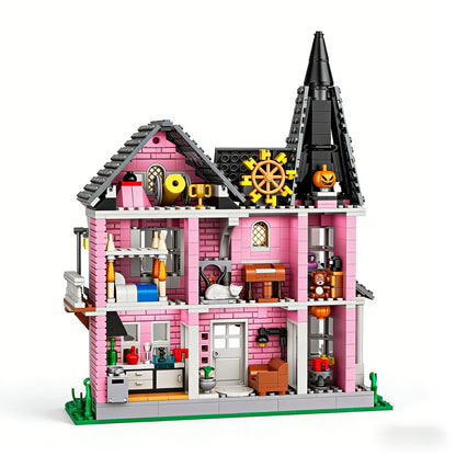 Coraline‘s Iconic Pink Palace Building Blocks Set,Fantasy Haunted House Model for Display,Unique Collector’s Gift for Movie Fans