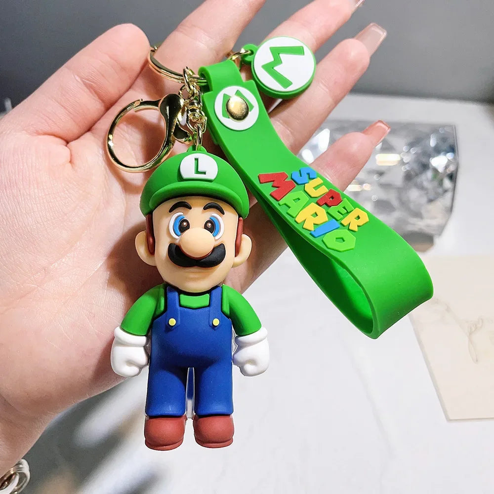 Mario Keychain Mario Bros Luigi Figure Toad Yoshi Bowser Action Figure Model Cartoon Bag Doll Pendant Toys Gift