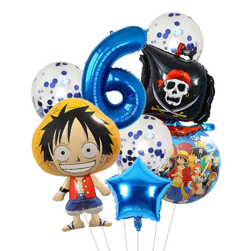Anime One Piece Aluminum Film Balloons Luffy Shape Foil Balloon Boys Birthday Party Decoration Items