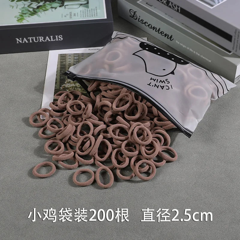 200Pcs Children's Hair Band Headgear Baby Rubber Band Women's Tie Head Girls' Headband High Elasticity Rope Hair Accessories