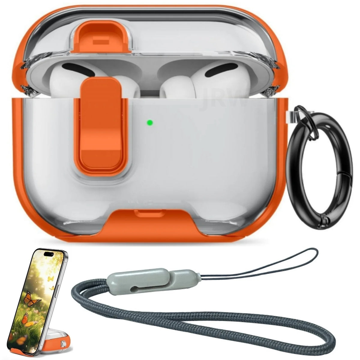 Case for Airpods Pro 3 with Secure Lock & Phone Stand Soft TPU Protective Case with Lanyard Anti-Scratch Shell for AirPods Pro 3