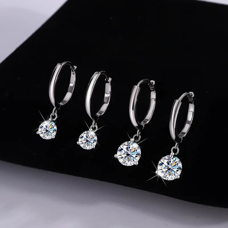 1ct/ 2ct/4ct Moissanite Diamond Earrings S925 Sliver Orginal Drop Earring Wedding Bride Jewelry with Certificate for Women