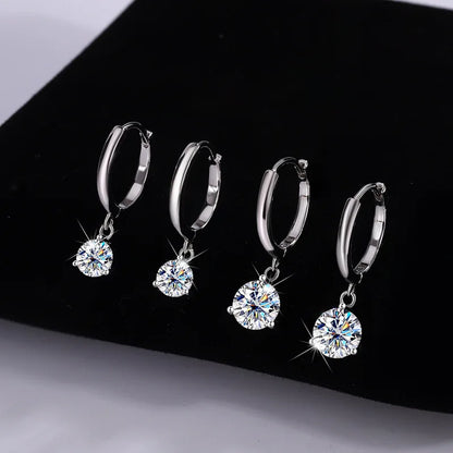 1ct/ 2ct/4ct Moissanite Diamond Earrings S925 Sliver Orginal Drop Earring Wedding Bride Jewelry with Certificate for Women