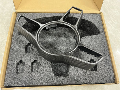 For Porsche Macan Cayenne Panamera 718 918 911 Car Interior Steering Wheel Cover Trim Accessories Carbon Fiber Texture