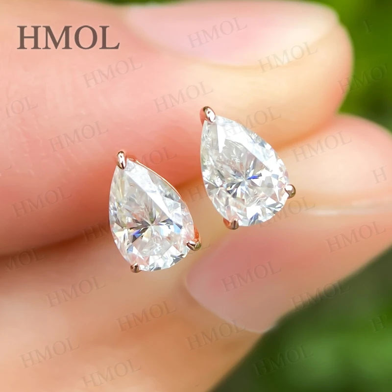 Lab Beads Stud Earring Moissanite 925 Silver Earrings 0.5/1/2/3Carat Pear Cut Water Drop Shape GRA Certificates For Women Party