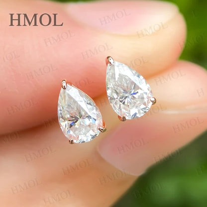 Lab Beads Stud Earring Moissanite 925 Silver Earrings 0.5/1/2/3Carat Pear Cut Water Drop Shape GRA Certificates For Women Party