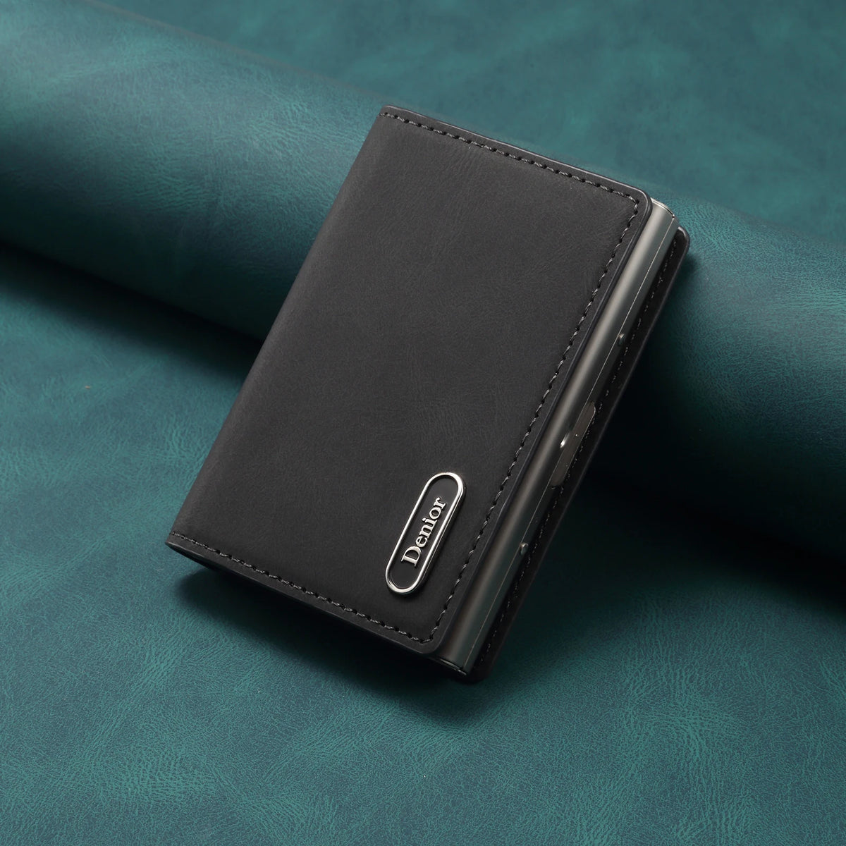Denior Magsafe Magnetic Card Bag, Press Type Automatic Pop-Up Multifunctional Card Box, Can Hold 6-10 Credit Cards Leather Walle