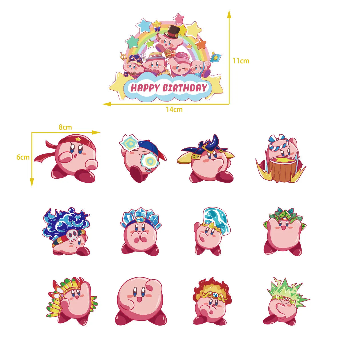 Hot kawaii Star Kirby Birthday Party cutlery plate Disposable Banner Cake Topper Hanging Flag Kirby‌ Balloon Birthday Decoration