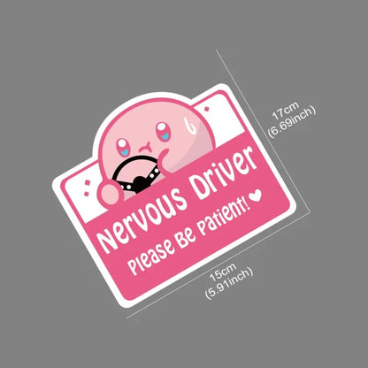 Car Sticker Nervous Driver Funny Sticker Cute Cartoon DIY Vinyl Decal For Bumper Rear Window Door Waterproof Styling Accessories