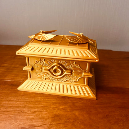 Large Capacity Magnetic Gold Sarcophagus Trading Card Storage Box 3D Printed Resin Yu-Gi-Oh Desktop Decor Anime Collectible Gift