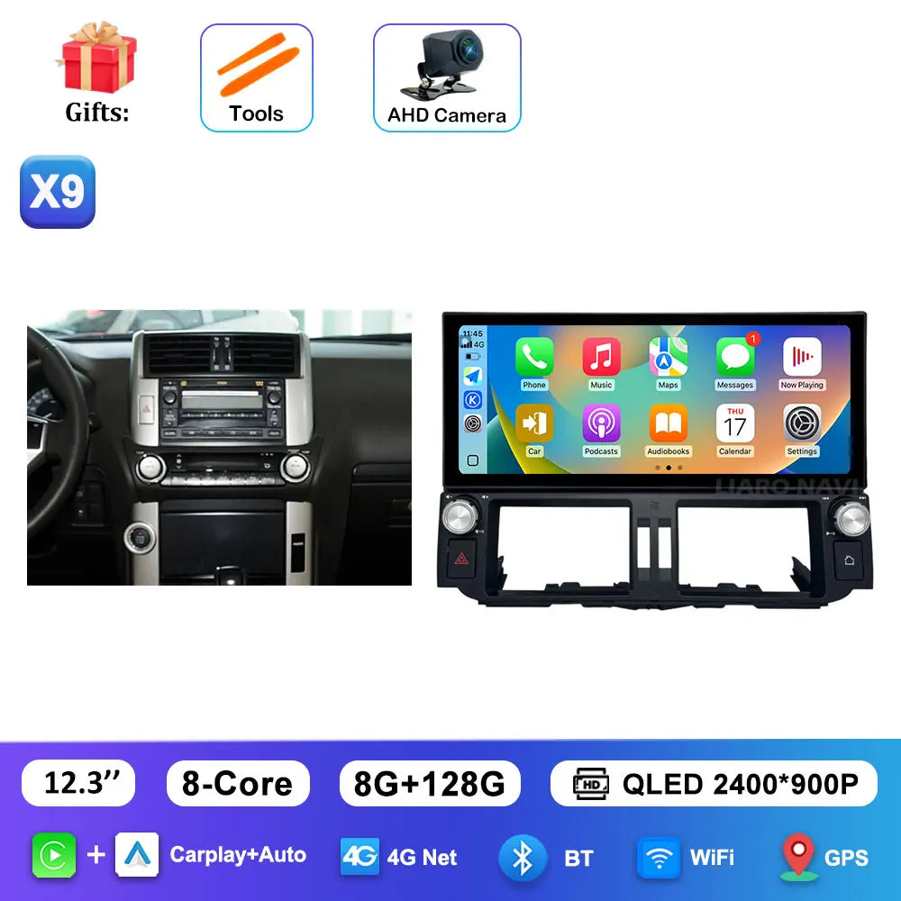 12.3 inch Ultra-thin Screen DSP Android 16 for Toyota Land Cruiser Prado 150 2010 - 2013 GPS Navi Car Radio Multimedia Player 4G