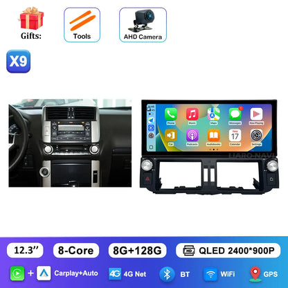12.3 inch Ultra-thin Screen DSP Android 16 for Toyota Land Cruiser Prado 150 2010 - 2013 GPS Navi Car Radio Multimedia Player 4G