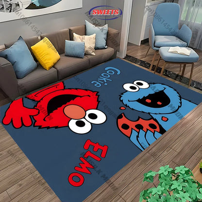 15 Sizes S-Sesame S-Street Theme Carpet Rug for Living Rooms Bedroom Entrance Door Decor Mat, Kids' Play Non-slip Mat Great Gift