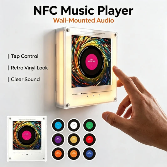 NFC Music Vinyl Fridge Magnet Night Light, Auto Play Song Induction Record Sticker Acrylic Creative Ornament