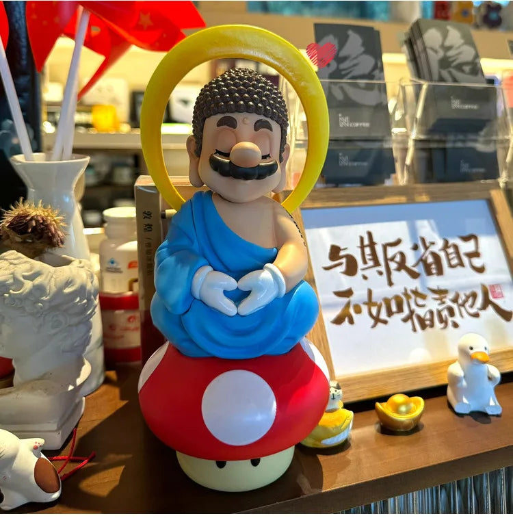 Super Mario cosplay Buddha plumber creative trendy doll desktop figurine large ornament