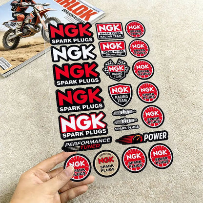 For NGK Reflective Motorcycle Stickers Waterproof Vinyl Decals for Motorbike Helmet Fuel Tank Bike