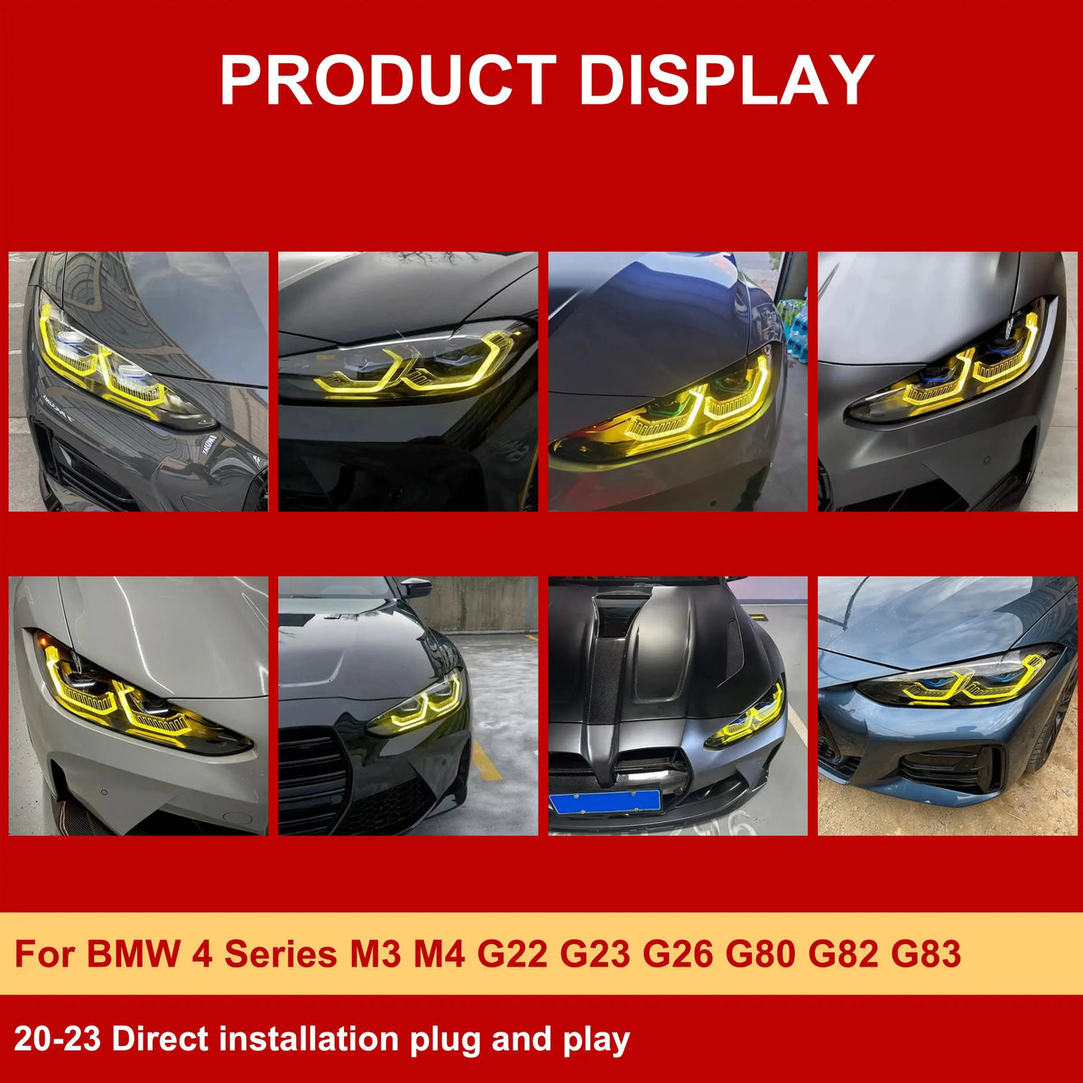 Yellow Angel Eye DRL LED Boards For BMW 4 Series G22 G23 G26 G80 G82 M3 M4 420I LED Laser Headlight Daytime Running Light
