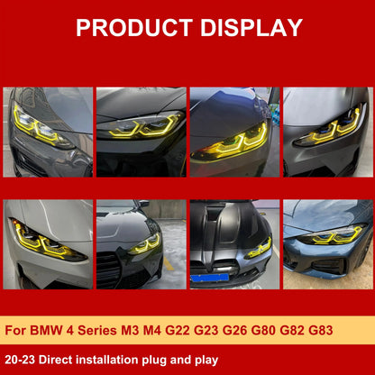 Yellow Angel Eye DRL LED Boards For BMW 4 Series G22 G23 G26 G80 G82 M3 M4 420I LED Laser Headlight Daytime Running Light