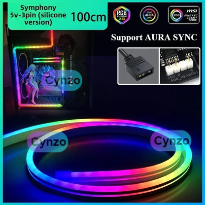 ARGB 5V 3pin MOBO Flexible Light Strip Synchronous for ASUS Chassis Motherboard Decorative LED Lighting Bar AURA SYNC