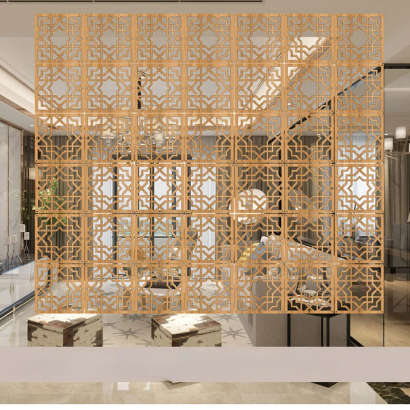 10pcs Room Hanging Screen Partition Guest Room Divider Panel wooden color Living Room Office Simple Chinese Hollowing Screen