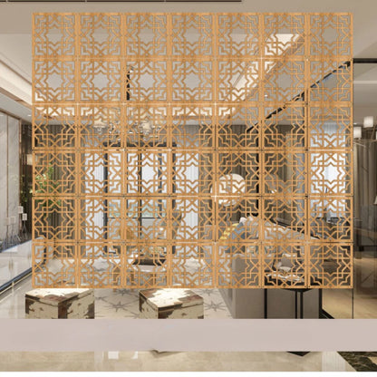 10pcs Room Hanging Screen Partition Guest Room Divider Panel wooden color Living Room Office Simple Chinese Hollowing Screen
