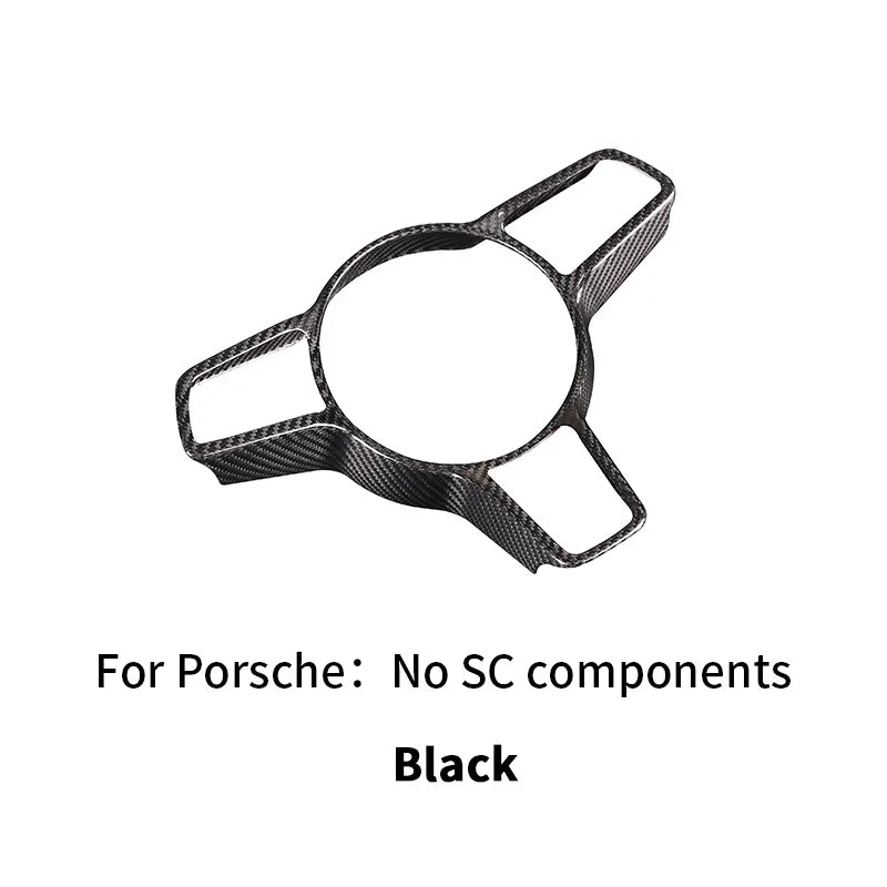 For Porsche Panamera Cayenne Macan 911 718 918 2014-2024 Real Carbon Fiber Car Steering Wheel Decorative Frame  Auto Accessories