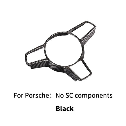 For Porsche Panamera Cayenne Macan 911 718 918 2014-2024 Real Carbon Fiber Car Steering Wheel Decorative Frame  Auto Accessories