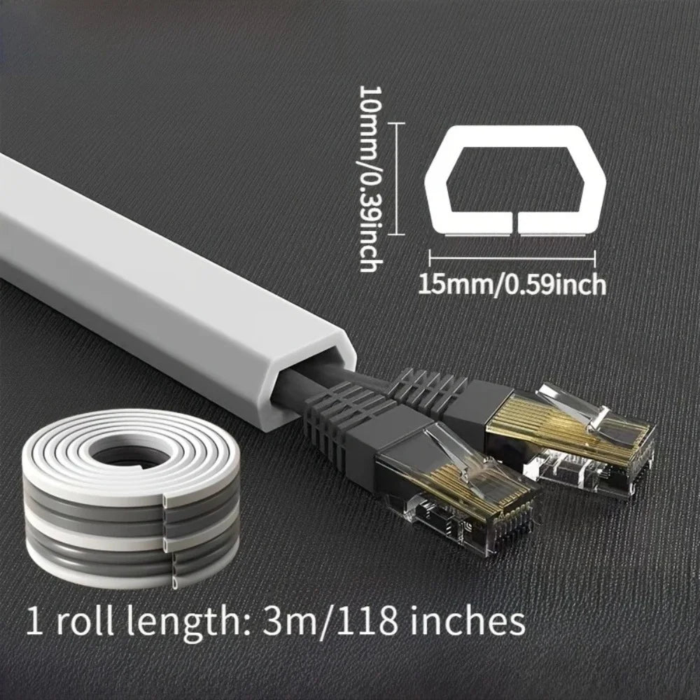 1PC 1/3M Self-Adhesive PVC Cable Management Strip Decorative Wire Protection Strip Suitable for Covering Wires on Walls Floors