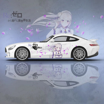 Emilia Re Zero Anime Girl Car Body Stickers Anime Itasha Car Side Decal Sticker Car Body Sticker Car Body Decoration Stickers