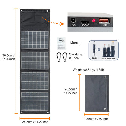 Leaorld 120W Solar Panel 12V Battery Charger, Foldable QC3.0 PD3.0 Solar Phone Fast Charger, Clips, Power Station, RVs, Camping