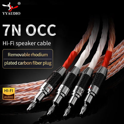 YYAUDIO One Pair 12TC Hifi Speaker Cable With 2 Banana Plug to 2 Banana Jack Hi-end OCC Speaker Wire
