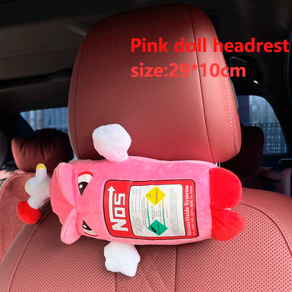 Car Seat NOS Headrest Pillow Universal Plush Neck Pillow Cushion Nos Bottle Stuffed Toys Soft JDM Cushion Gifts Car Interior