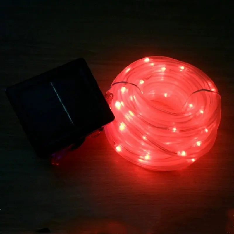 12m/22m/32m Solar Powered Christmas Tree Flexible Fairy Tube Rope String Lights W/Remote Control Copper Wire Outdoor Decoration