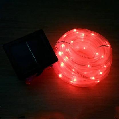 12m/22m/32m Solar Powered Christmas Tree Flexible Fairy Tube Rope String Lights W/Remote Control Copper Wire Outdoor Decoration