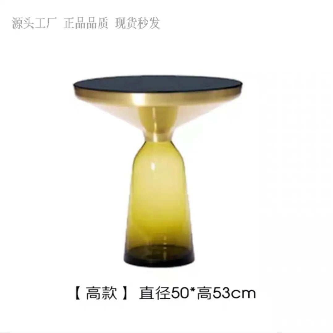 Modern Light Luxury Glass Coffee Table Creative Living Room Balcony Colorful High-end Table on The New Nordic High-end