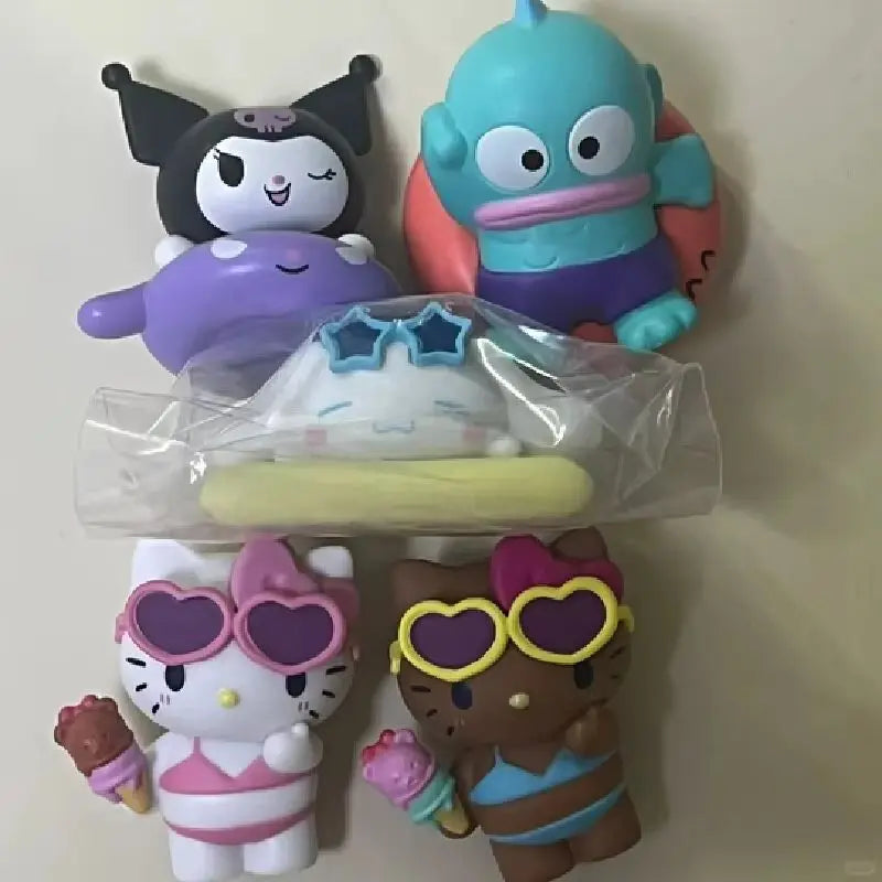 Action Figures Model Summer Swimsuit Blind Box Collection Kt Cat White Kuromi Cinnamon Gashapon Official Genuine Collectible Toy