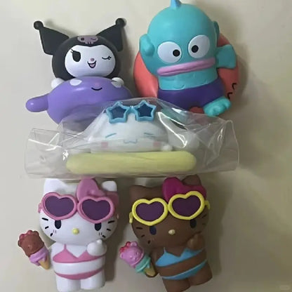 Action Figures Model Summer Swimsuit Blind Box Collection Kt Cat White Kuromi Cinnamon Gashapon Official Genuine Collectible Toy