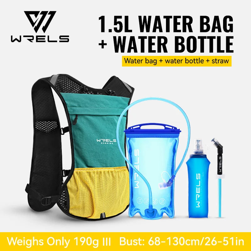 WRELS Running Vest Lightweight Hydration Vest with Water Bladder Hydration Backpack for Marathon Trail Cycling Hiking Jogging