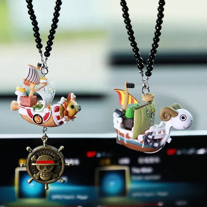 Cartoon Anime One Pieces Pirates Boat Going Merry/ Thousand Sunny Grand Pirate Ship Car Pendant Action Figure Collectible Toy