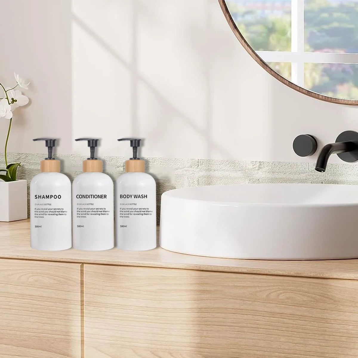 3 Pack Soap Dispenser Shampoo and Conditioner Dispenser Body Wash Shower Bottles Refillable Lotion Dispenser Bottle