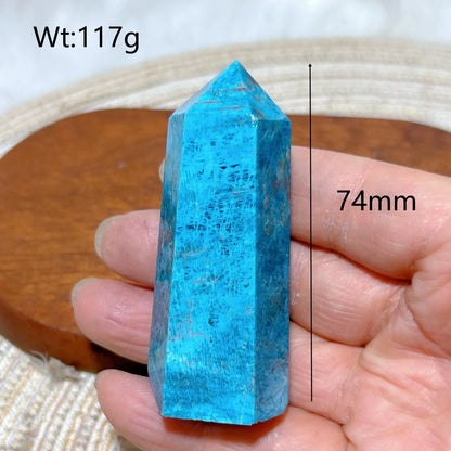 Natural Crystal Blue Flashy Apatite Tower Healing Gemstones High Quality Mineral Reiki Ornament Home Decorations Gift