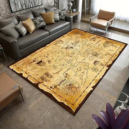 Map Pattern Carpets For Living Room Decoration Pirate Treasure Halloween Home Office Decorative Rugs Kitchen Bedroom Floor Mat
