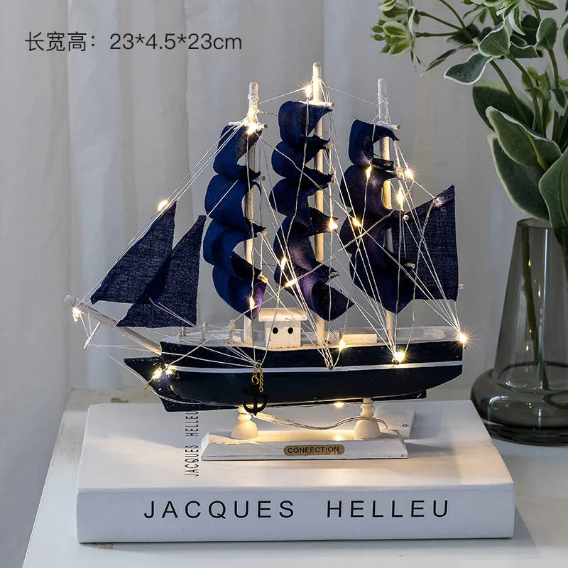 Wooden Sailboat Model Handcrafted Coastal Nautical Decor Table Centerpiece For Living Room Office Desk Gift For Adults And Teens