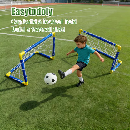 2PC Soccer Goal Set with Inflatable Ball Portable PVC Net 17.32×12.2in Detachable Indoor Outdoor Sports Toy Perfect Gift.