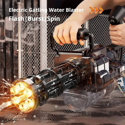 2026 New Rotating Spitfire Gatling Electric Continuous High Pressure Pulse Water Gun with Large Capacity Black Technology Water