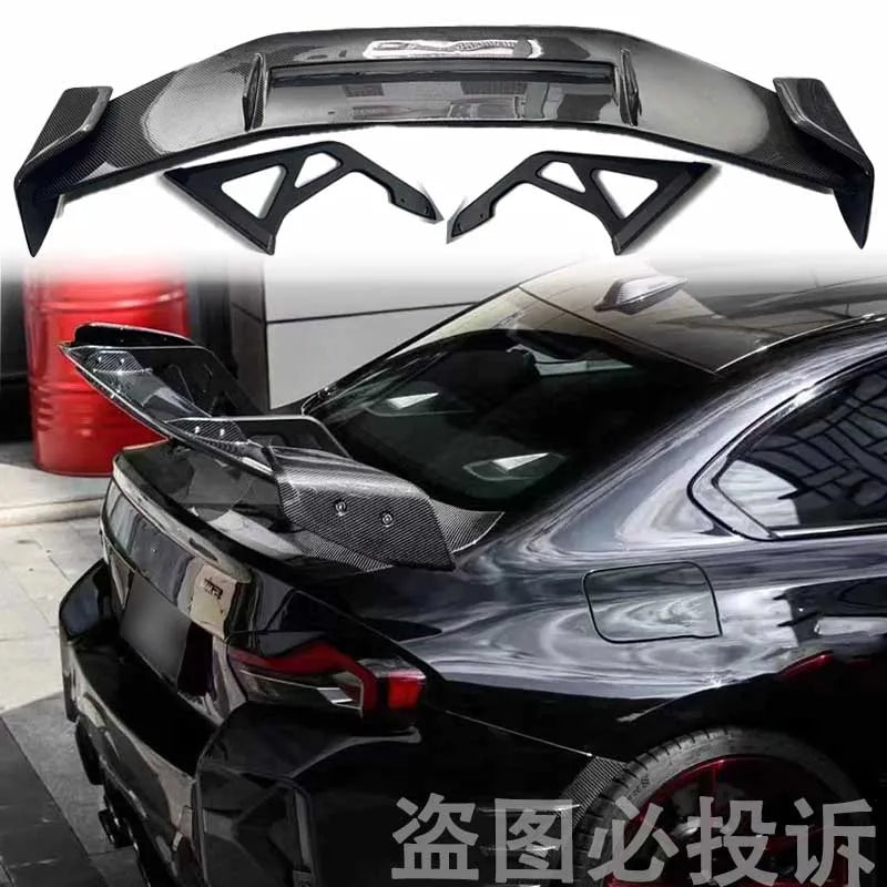 For BMW M2 G87 G42 218i 220i 220d 230i coupe 2023-2025 100% carbon fiber AD type rear spoiler smooth black body kit rear wing