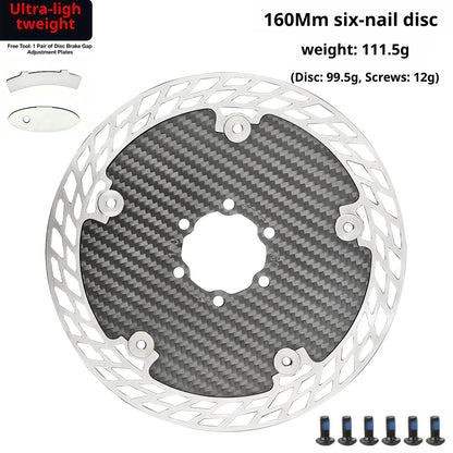 Ultra Light Carbon Fiber Bicycle Disc Brake Rotor 140mm 160mm 180mm 6-Bolt Center Lock Floating Brake Disc Stainless Steel Heat