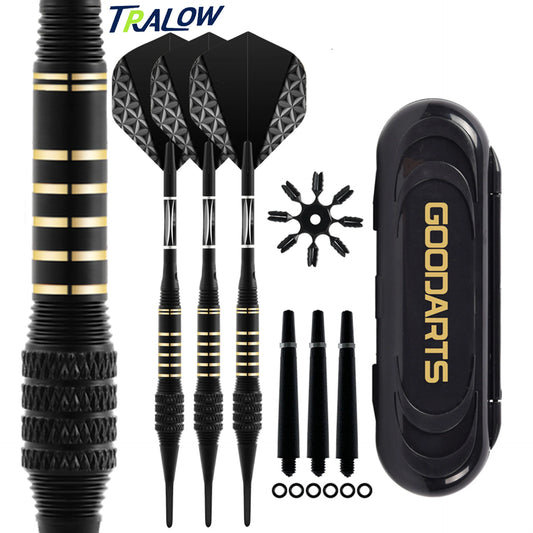 TRALOW Professional Soft Tip Darts Set 18 Grams with 6 Dart Shaft 6 Rubber Ring, Gift Storage Box, For Competition/Office Games