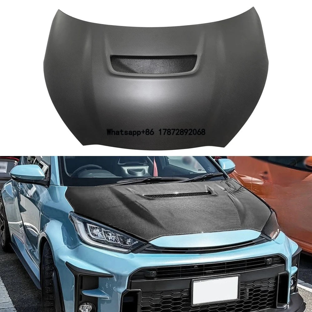 Matte Carbon Fiber  Style Engine Hood for GR YARIS GXPA16 Engine Front Bonnet